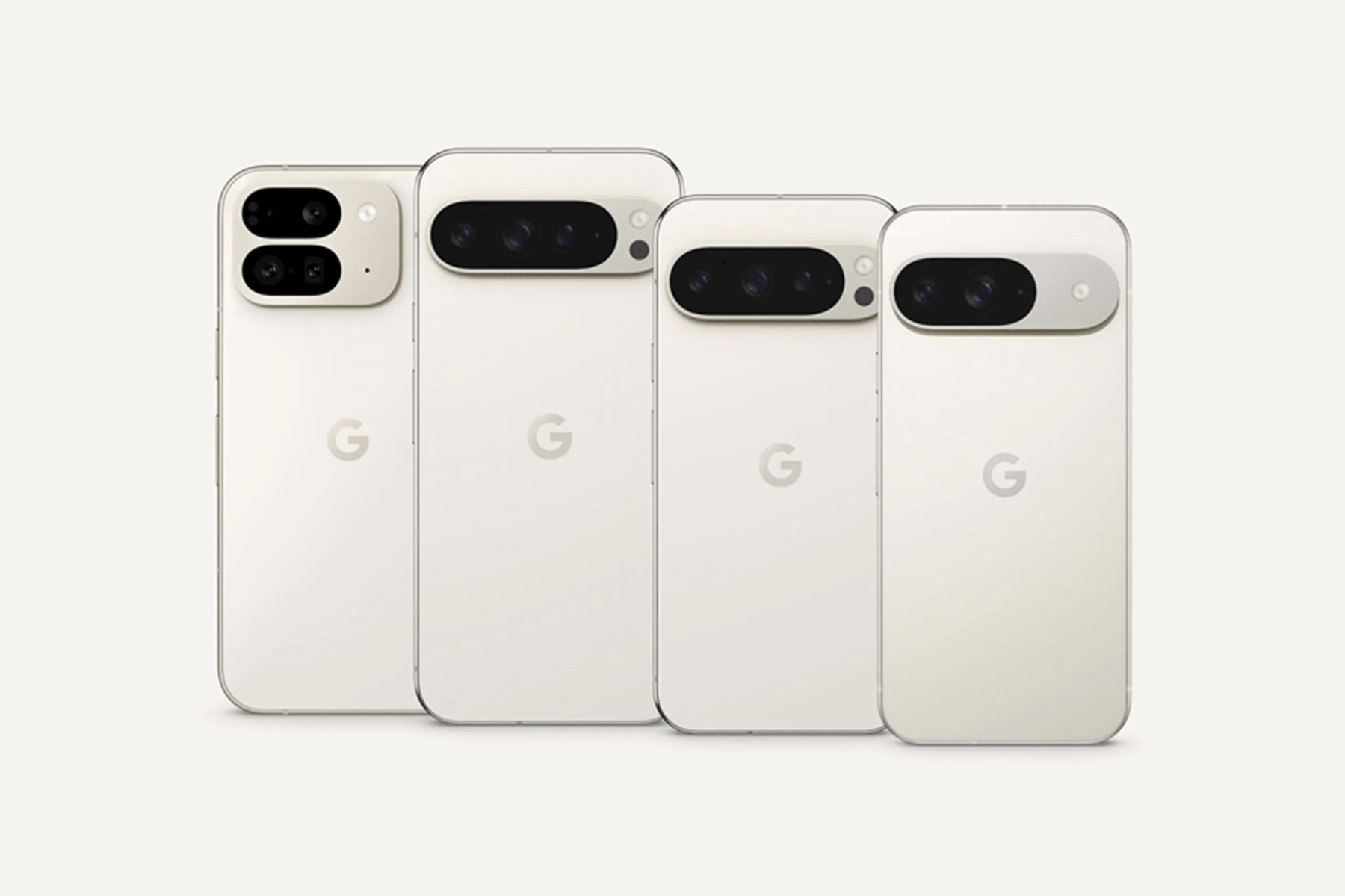 Rear shot of the Google Pixel 9 family